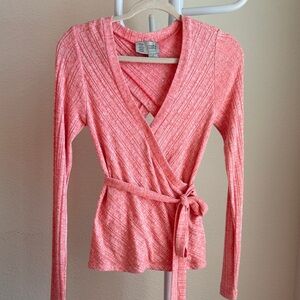 Anthropologie Coral Wrap Sweater